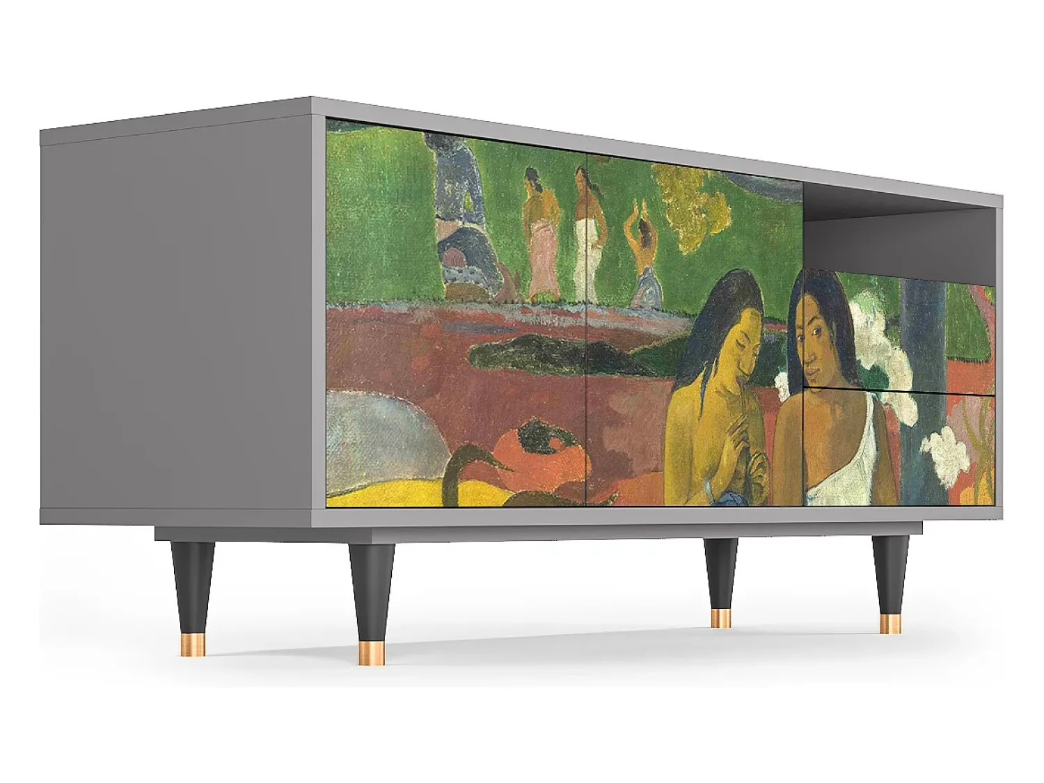Móvel De Tv* Mueble de TV - 125х56х41 cm - T7 - Arearea , Cinza Cinzento