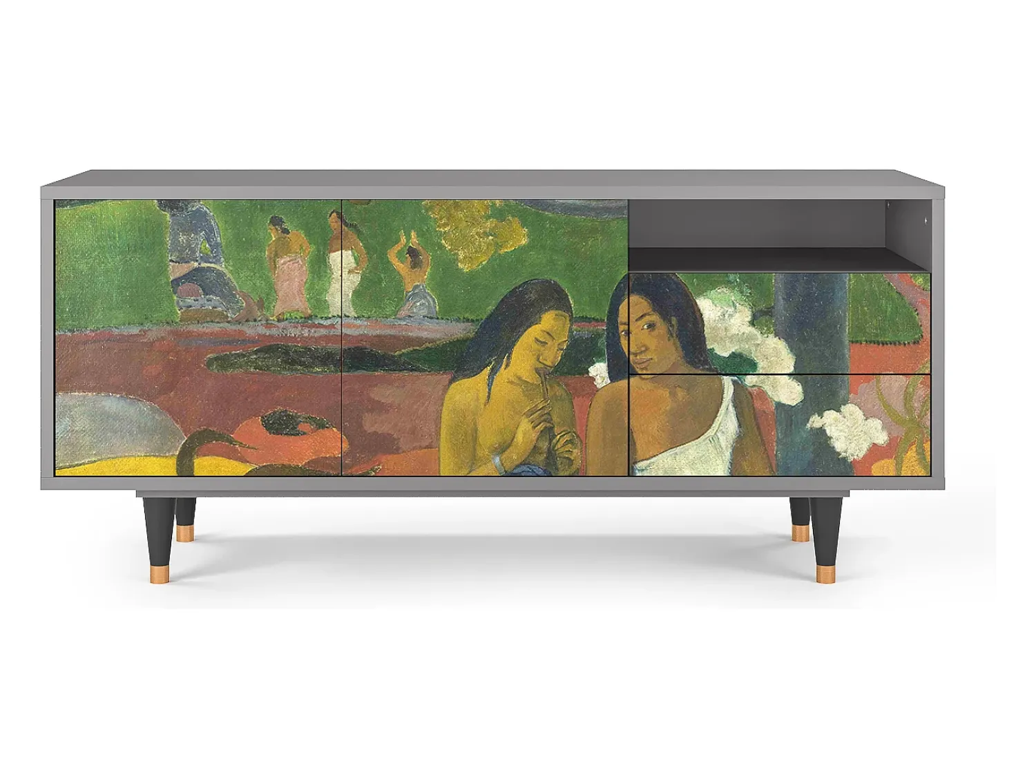 Móvel De Tv* Mueble de TV - 125х56х41 cm - T7 - Arearea , Cinza Cinzento