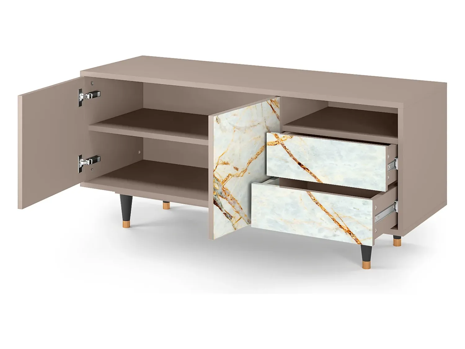 Móvel De Tv| Mueble de TV - 125х56х41 cm - T7 - Areiay Marble, Latte Bege