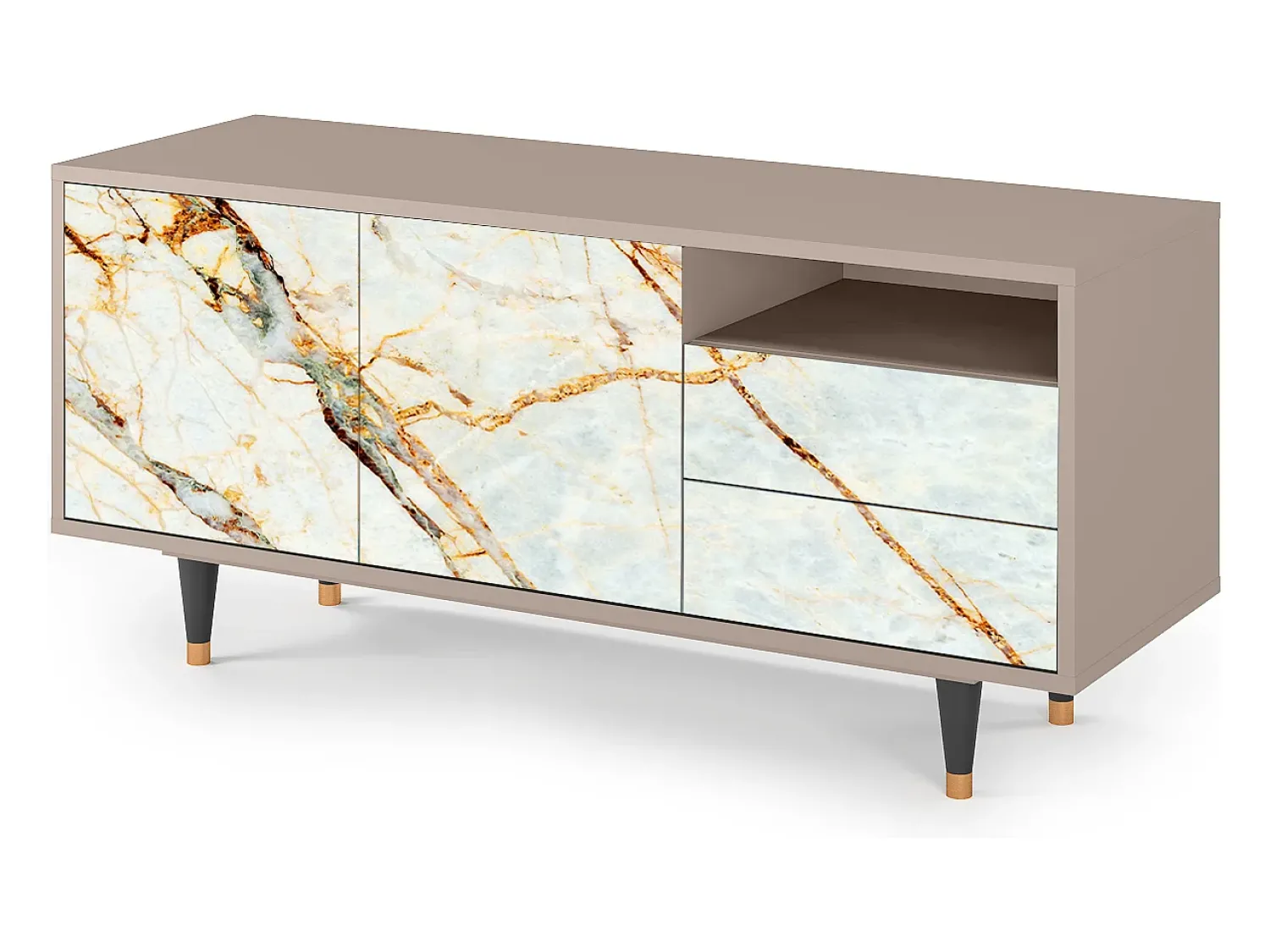 Móvel De Tv| Mueble de TV - 125х56х41 cm - T7 - Areiay Marble, Latte Bege