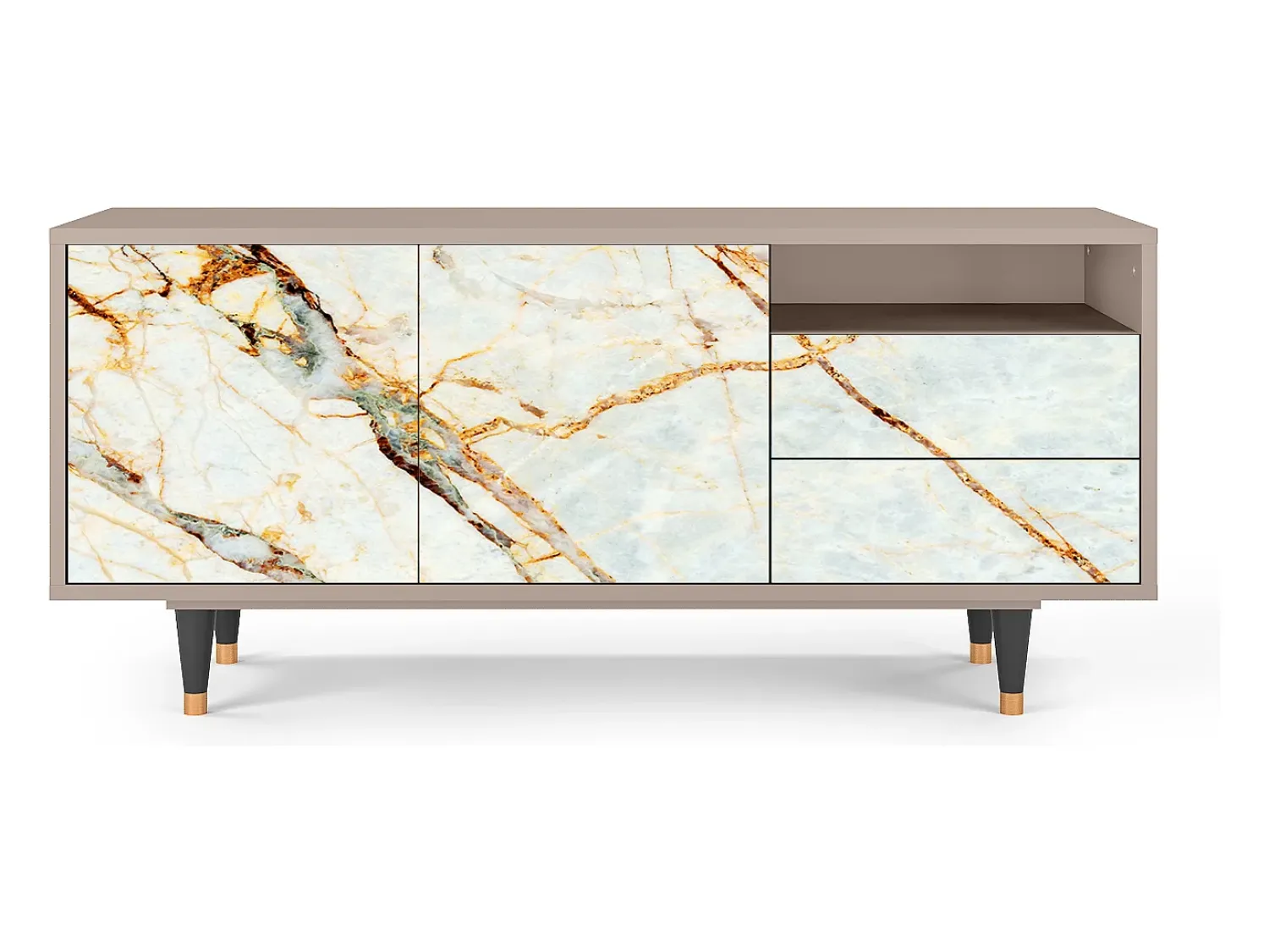 Móvel De Tv| Mueble de TV - 125х56х41 cm - T7 - Areiay Marble, Latte Bege