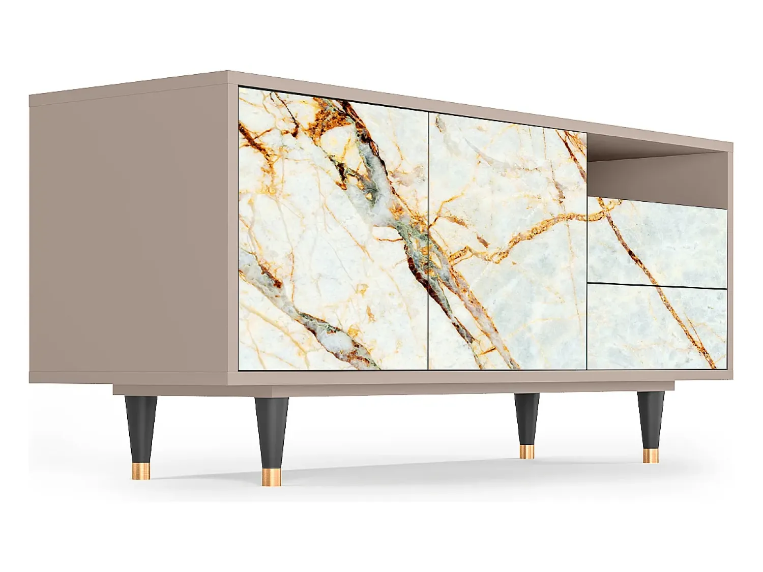 Móvel De Tv| Mueble de TV - 125х56х41 cm - T7 - Areiay Marble, Latte Bege