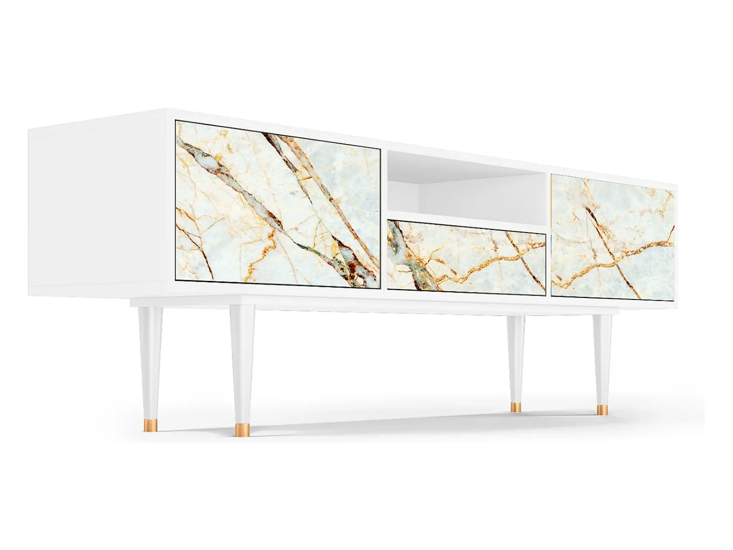 Móvel De Tv| Mueble de TV - 170х59х41 cm - T6 - Areiay Marble, Branco Bege