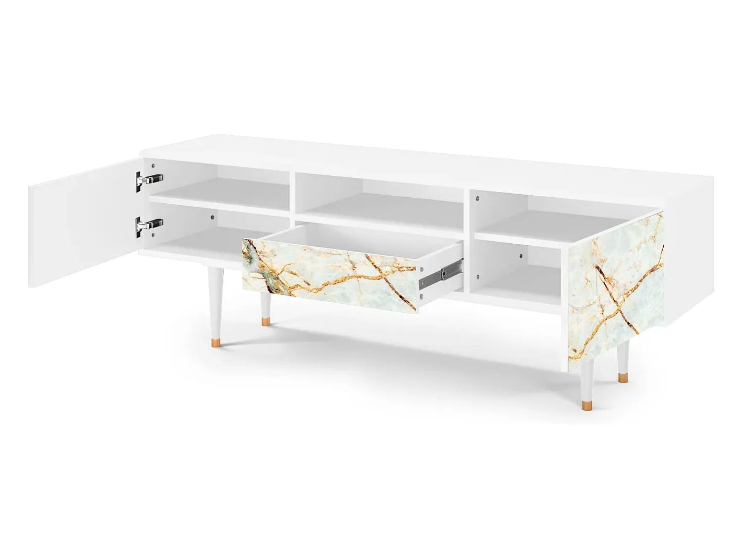 Móvel De Tv| Mueble de TV - 170х59х41 cm - T6 - Areiay Marble, Branco Bege