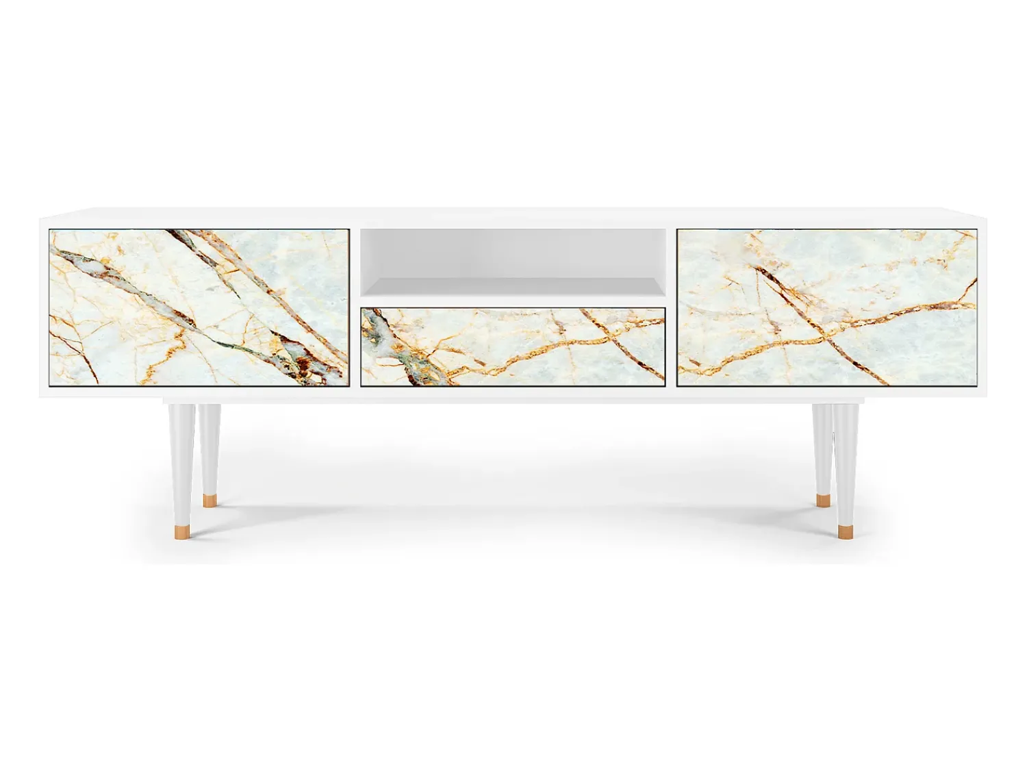 Móvel De Tv| Mueble de TV - 170х59х41 cm - T6 - Areiay Marble, Branco Bege