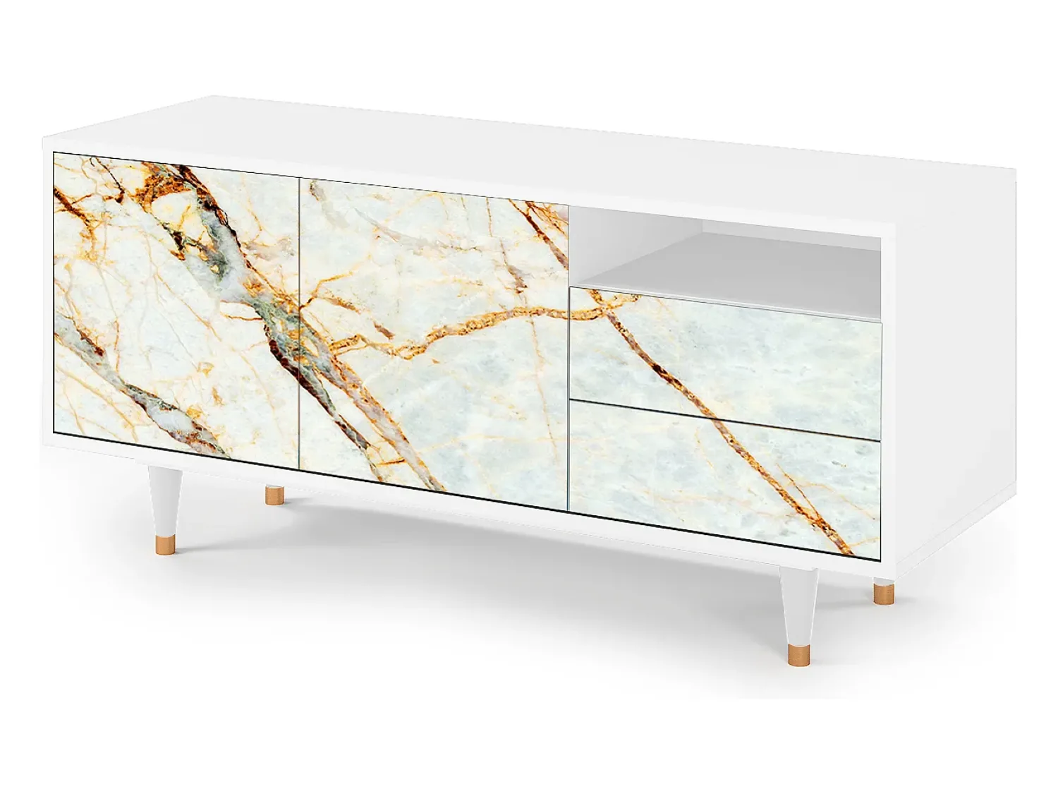 Mueble de TV - 125х56х41 cm - T7 - Areiay Marble, Branco^ Móvel De Tv