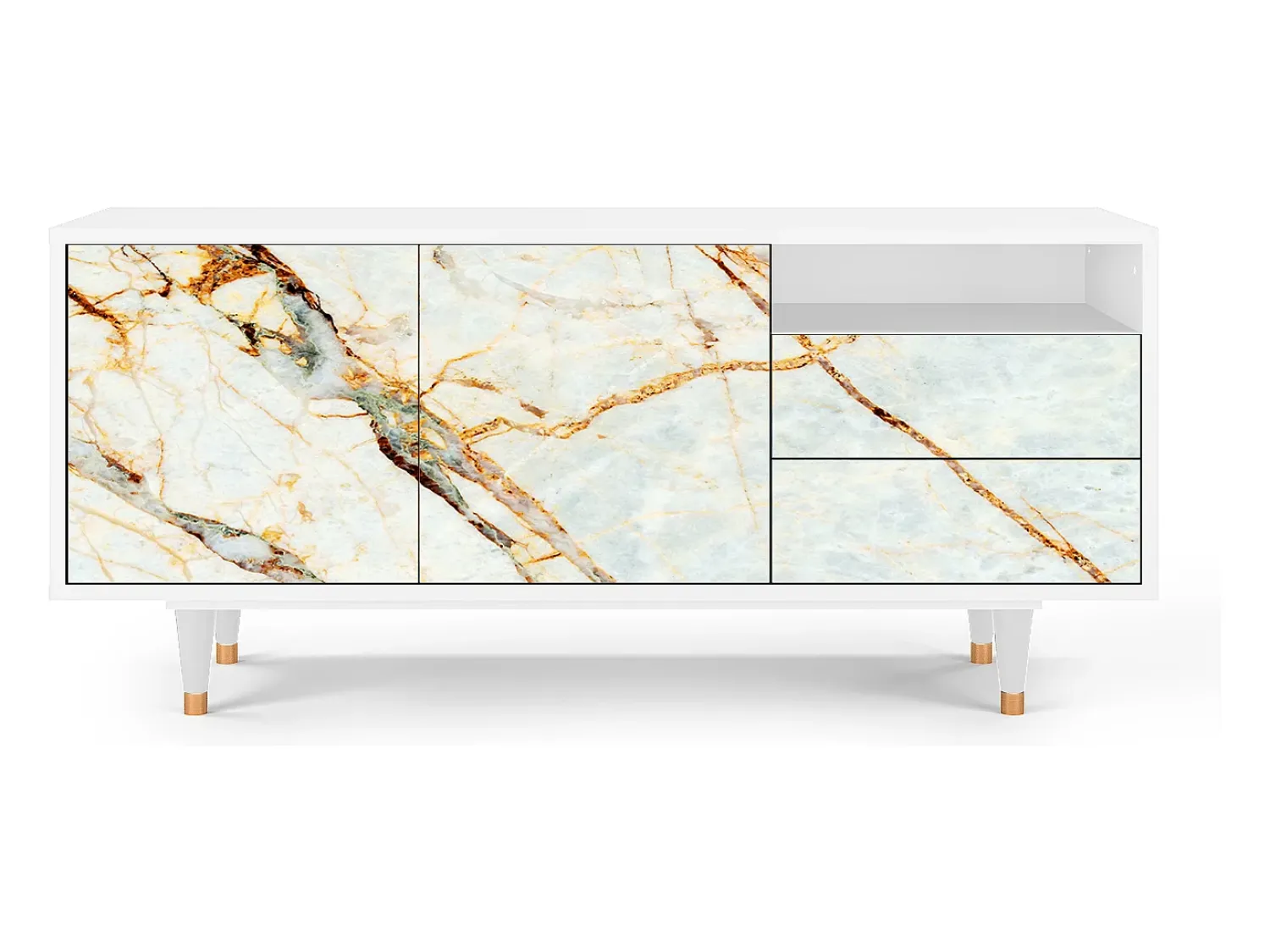 Mueble de TV - 125х56х41 cm - T7 - Areiay Marble, Branco^ Móvel De Tv