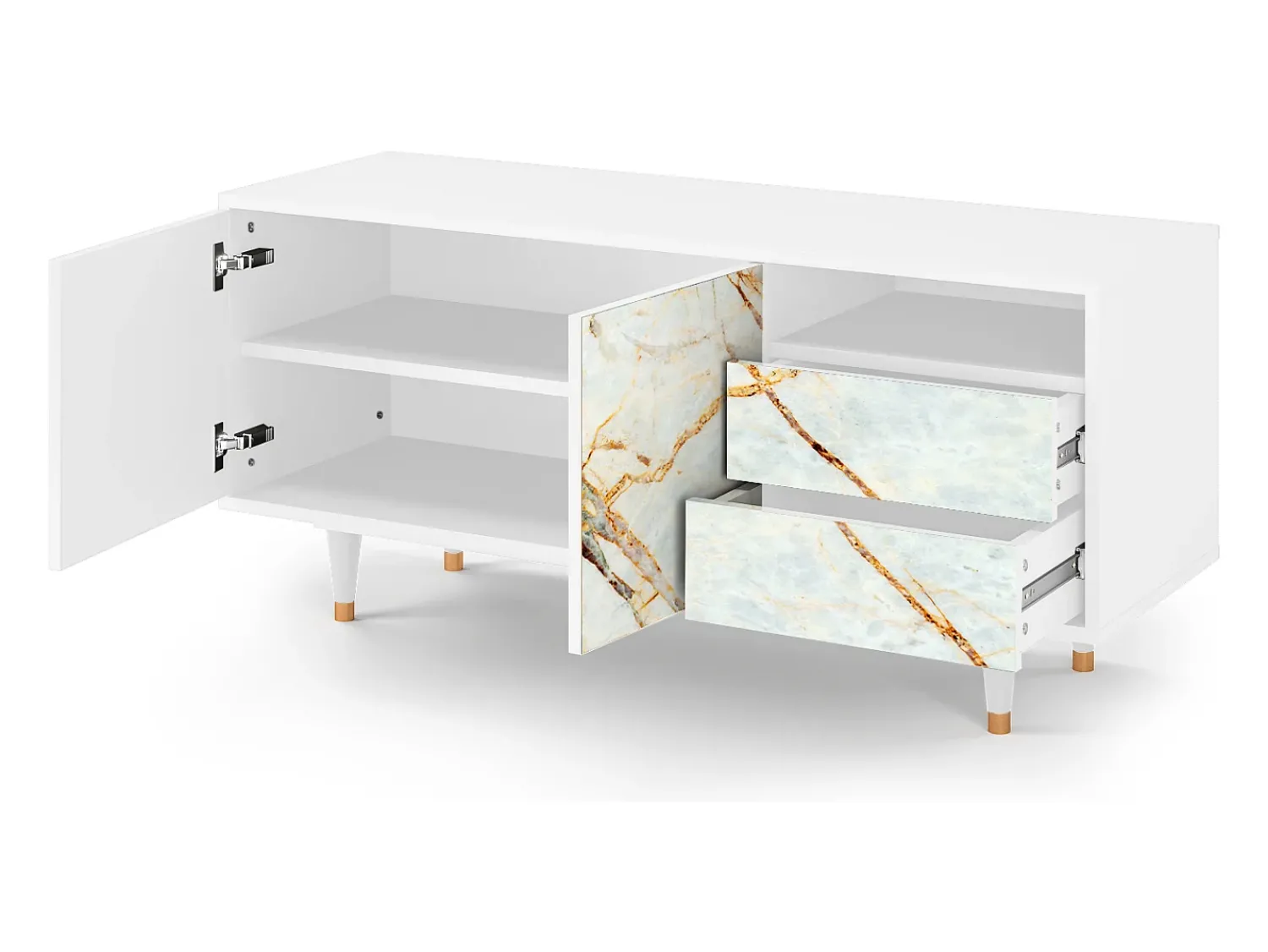 Mueble de TV - 125х56х41 cm - T7 - Areiay Marble, Branco^ Móvel De Tv