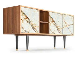 Móvel De Tv* Mueble de TV - 150х69х41 cm - T5 - Areiay Marble, Nogueira Castanho