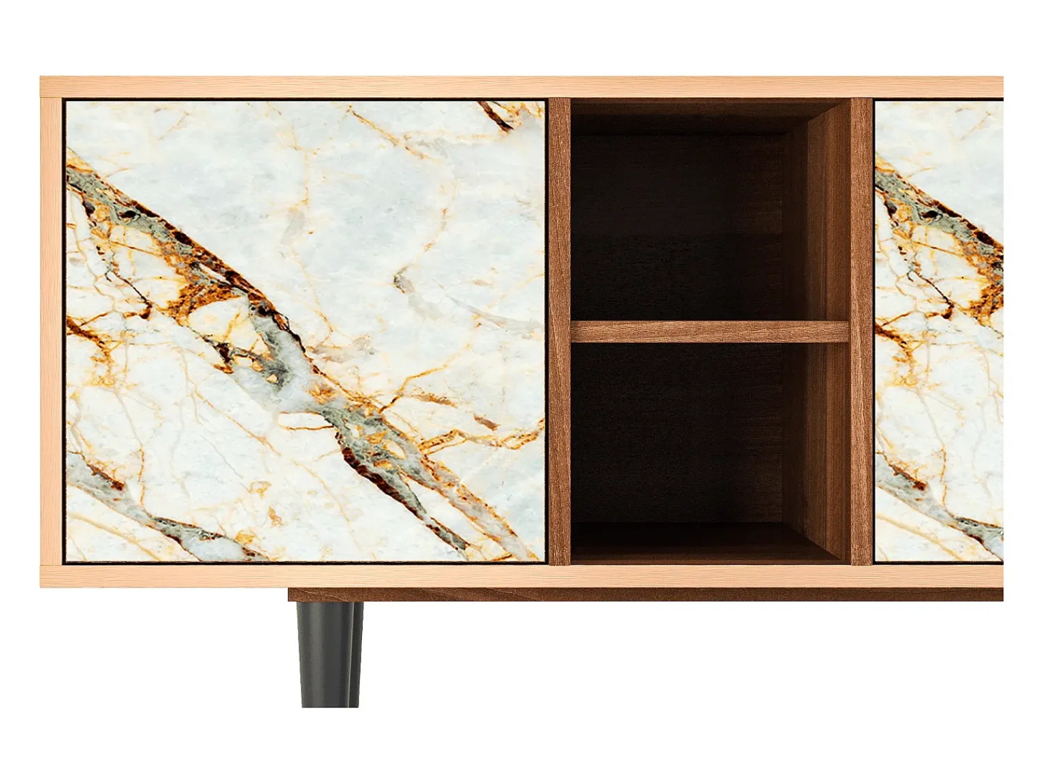 Móvel De Tv* Mueble de TV - 150х69х41 cm - T5 - Areiay Marble, Nogueira Castanho