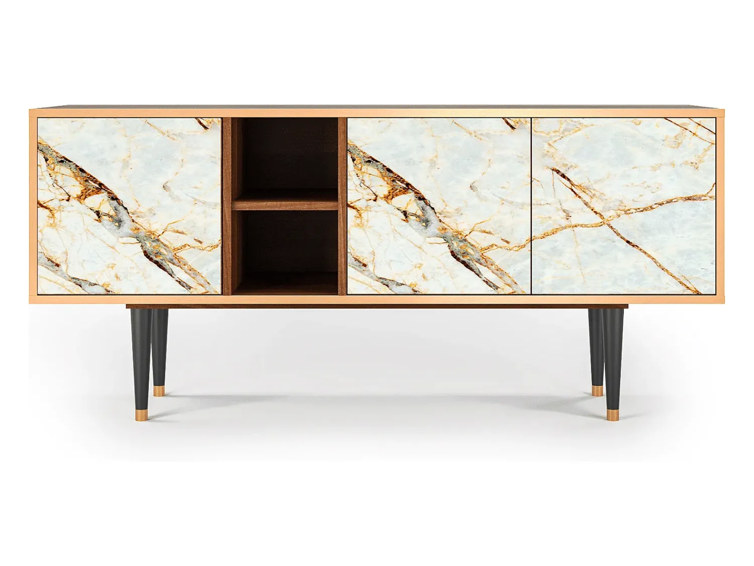 Móvel De Tv* Mueble de TV - 150х69х41 cm - T5 - Areiay Marble, Nogueira Castanho