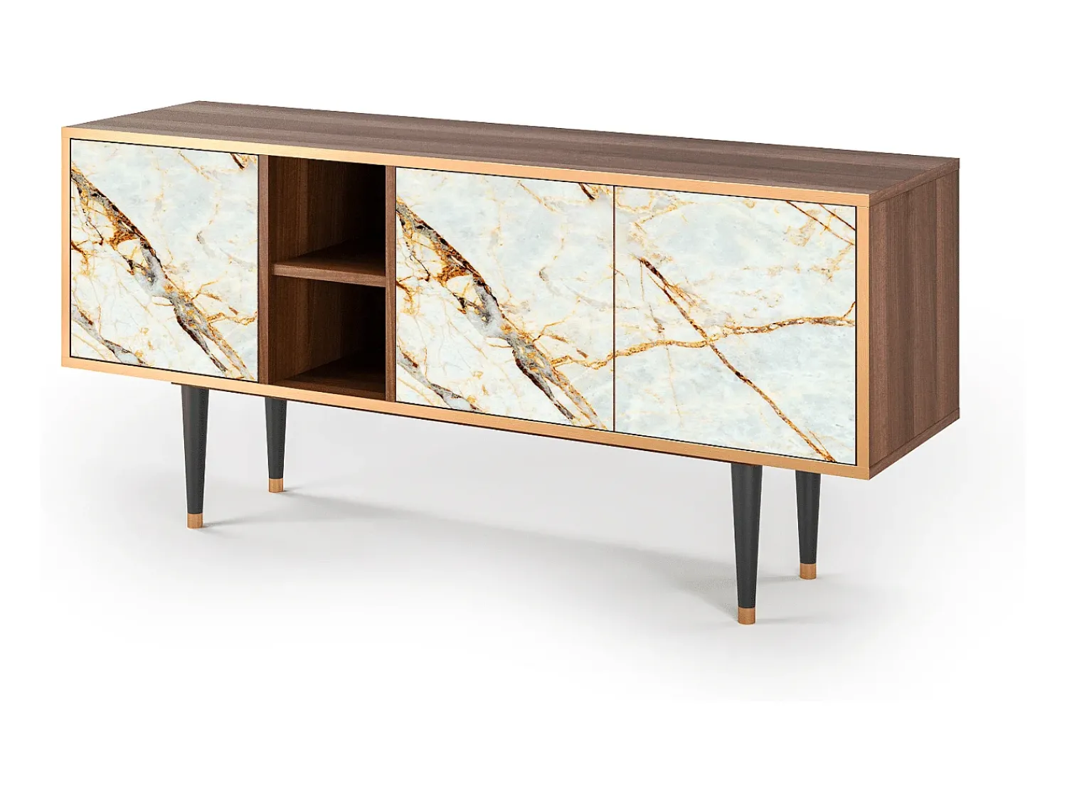 Móvel De Tv* Mueble de TV - 150х69х41 cm - T5 - Areiay Marble, Nogueira Castanho