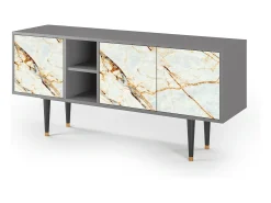 Móvel De Tv* Mueble de TV - 150х69х41 cm - T5 - Areiay Marble, Cinza Cinzento