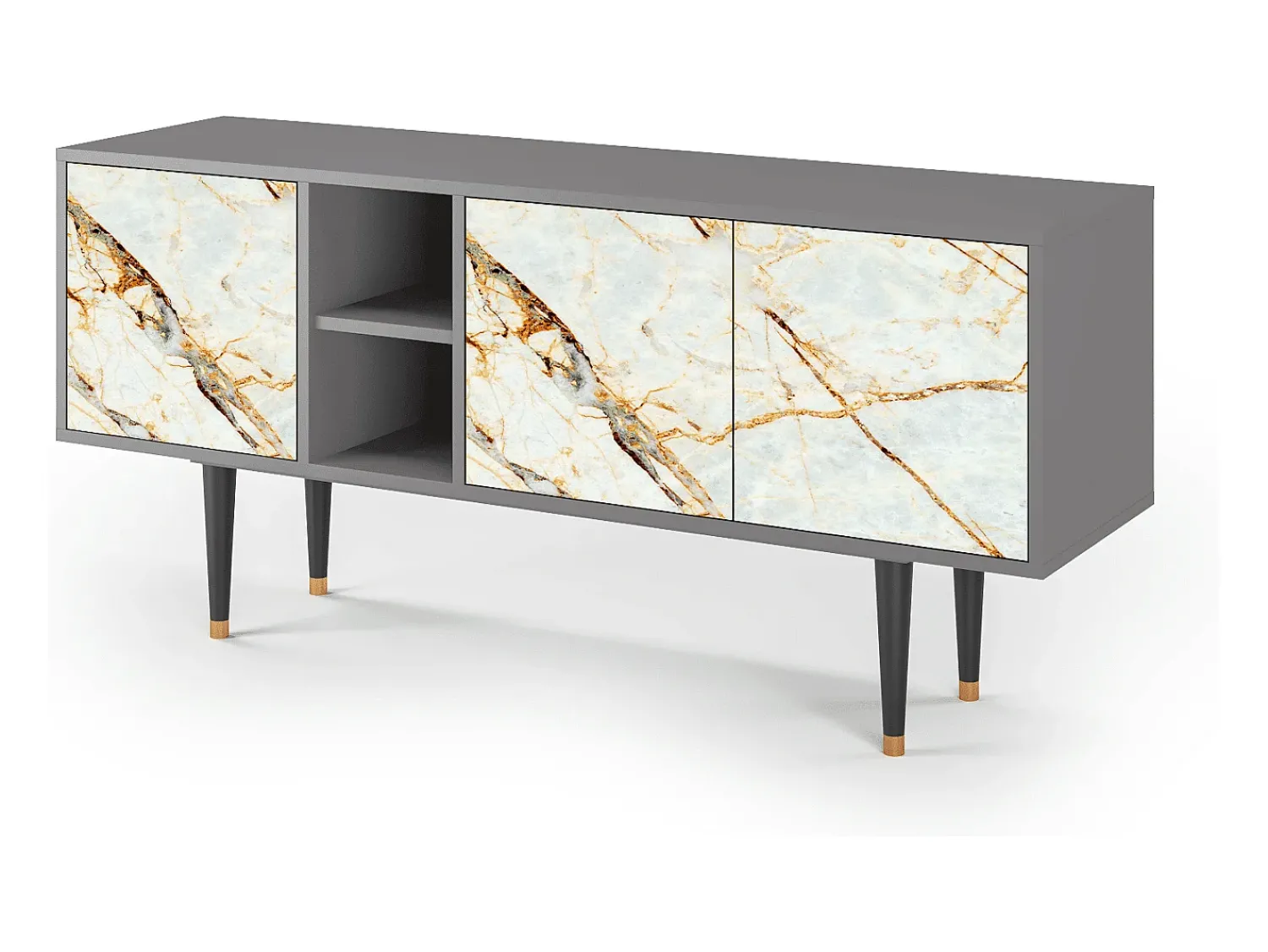 Móvel De Tv* Mueble de TV - 150х69х41 cm - T5 - Areiay Marble, Cinza Cinzento