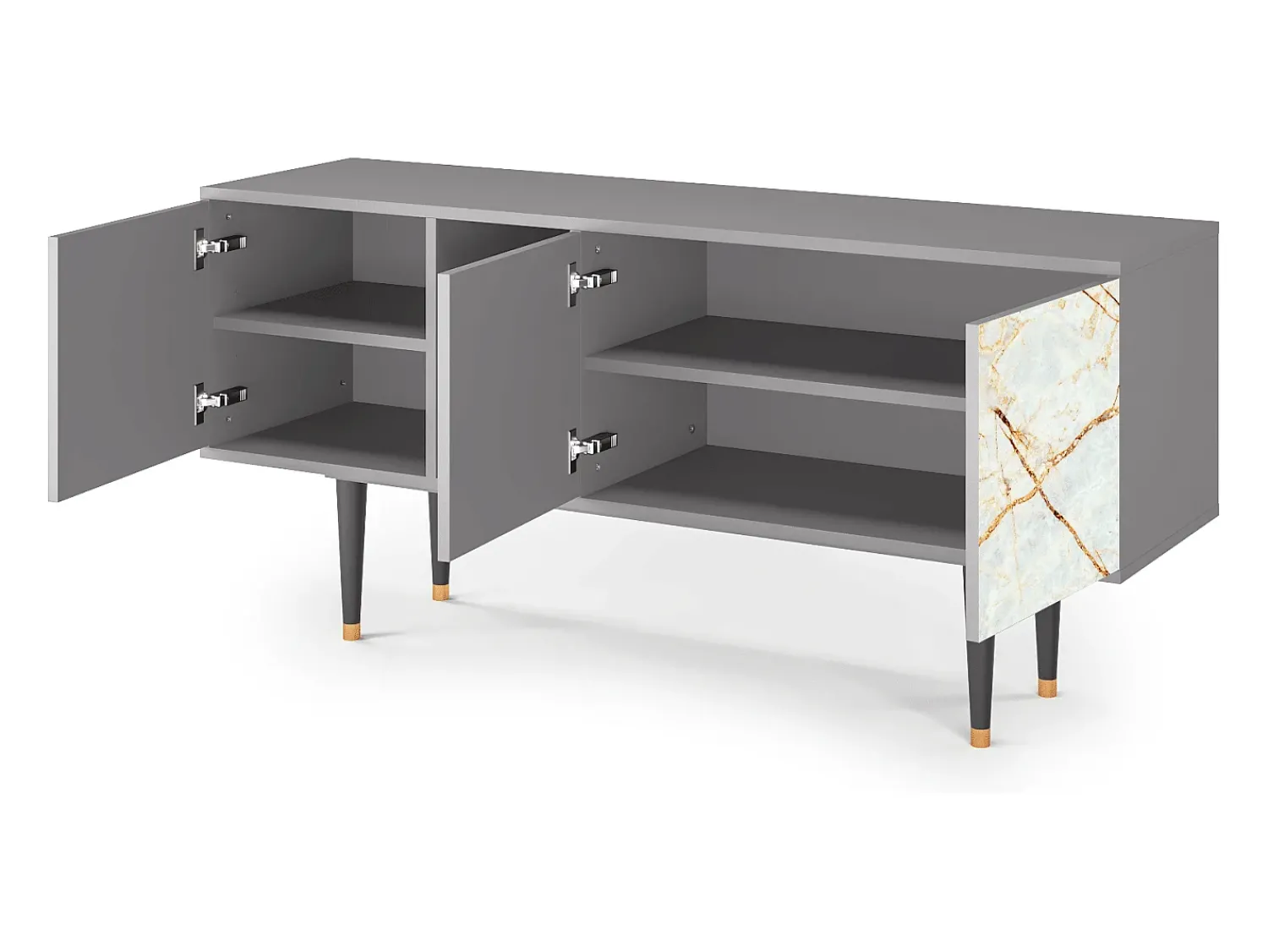 Móvel De Tv* Mueble de TV - 150х69х41 cm - T5 - Areiay Marble, Cinza Cinzento