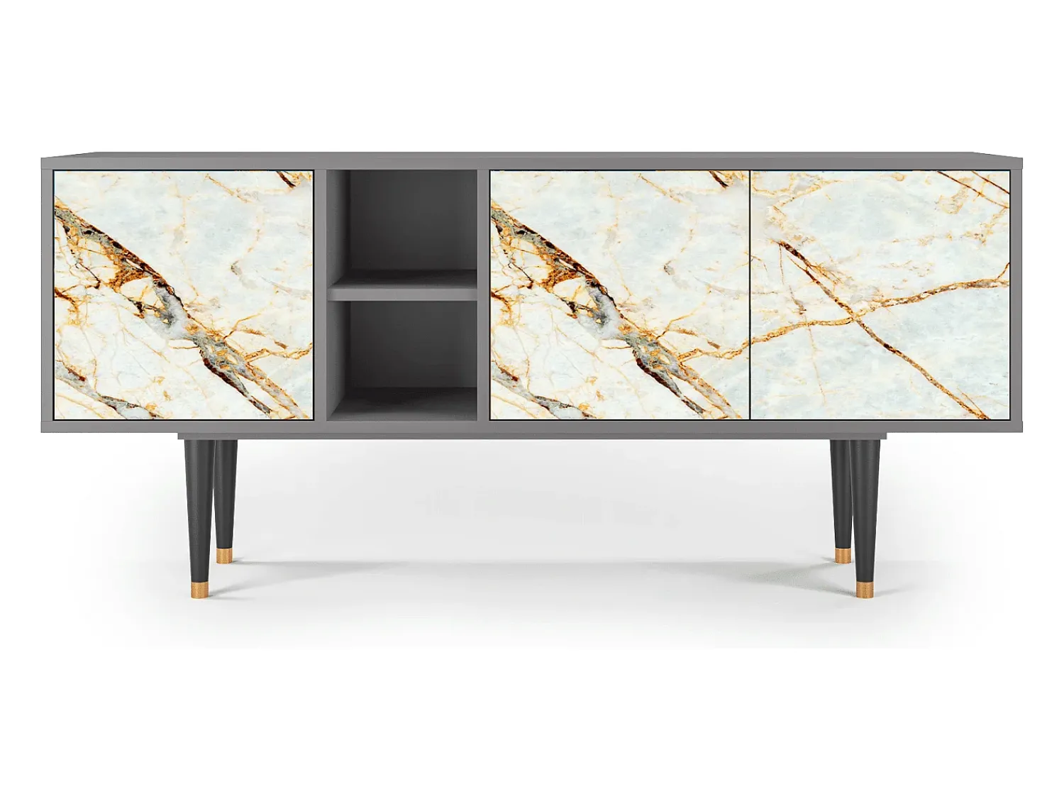 Móvel De Tv* Mueble de TV - 150х69х41 cm - T5 - Areiay Marble, Cinza Cinzento