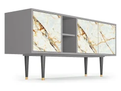 Móvel De Tv* Mueble de TV - 150х69х41 cm - T5 - Areiay Marble, Cinza Cinzento