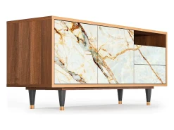 Hot Mueble de TV - 125х56х41 cm - T7 - Areiay Marble, Nogueira Castanho