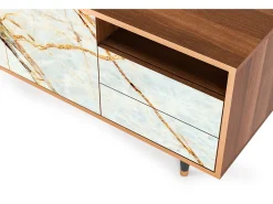 Hot Mueble de TV - 125х56х41 cm - T7 - Areiay Marble, Nogueira Castanho