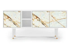 Mueble de TV - 150х69х41 cm - T5 - Areiay Marble, Branco^ Móvel De Tv