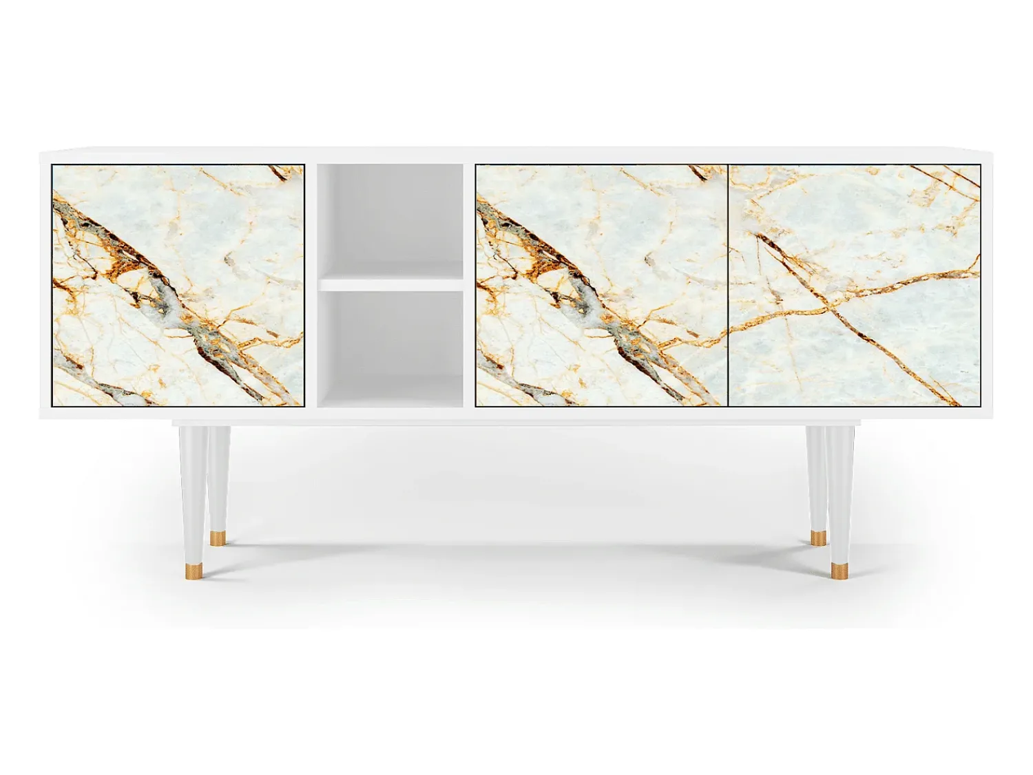 Mueble de TV - 150х69х41 cm - T5 - Areiay Marble, Branco^ Móvel De Tv