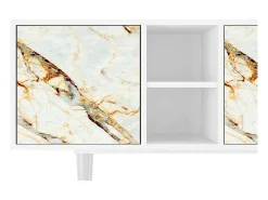 Mueble de TV - 150х69х41 cm - T5 - Areiay Marble, Branco^ Móvel De Tv