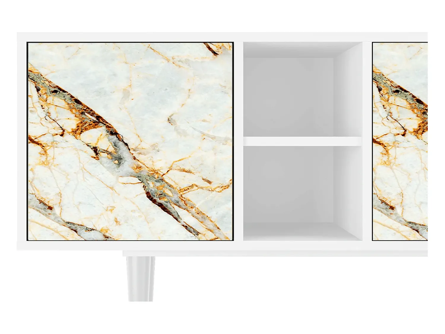 Mueble de TV - 150х69х41 cm - T5 - Areiay Marble, Branco^ Móvel De Tv