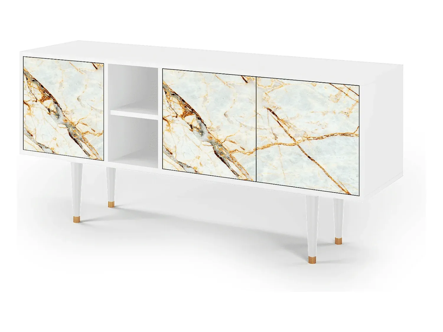 Mueble de TV - 150х69х41 cm - T5 - Areiay Marble, Branco^ Móvel De Tv