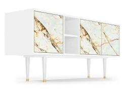 Mueble de TV - 150х69х41 cm - T5 - Areiay Marble, Branco^ Móvel De Tv
