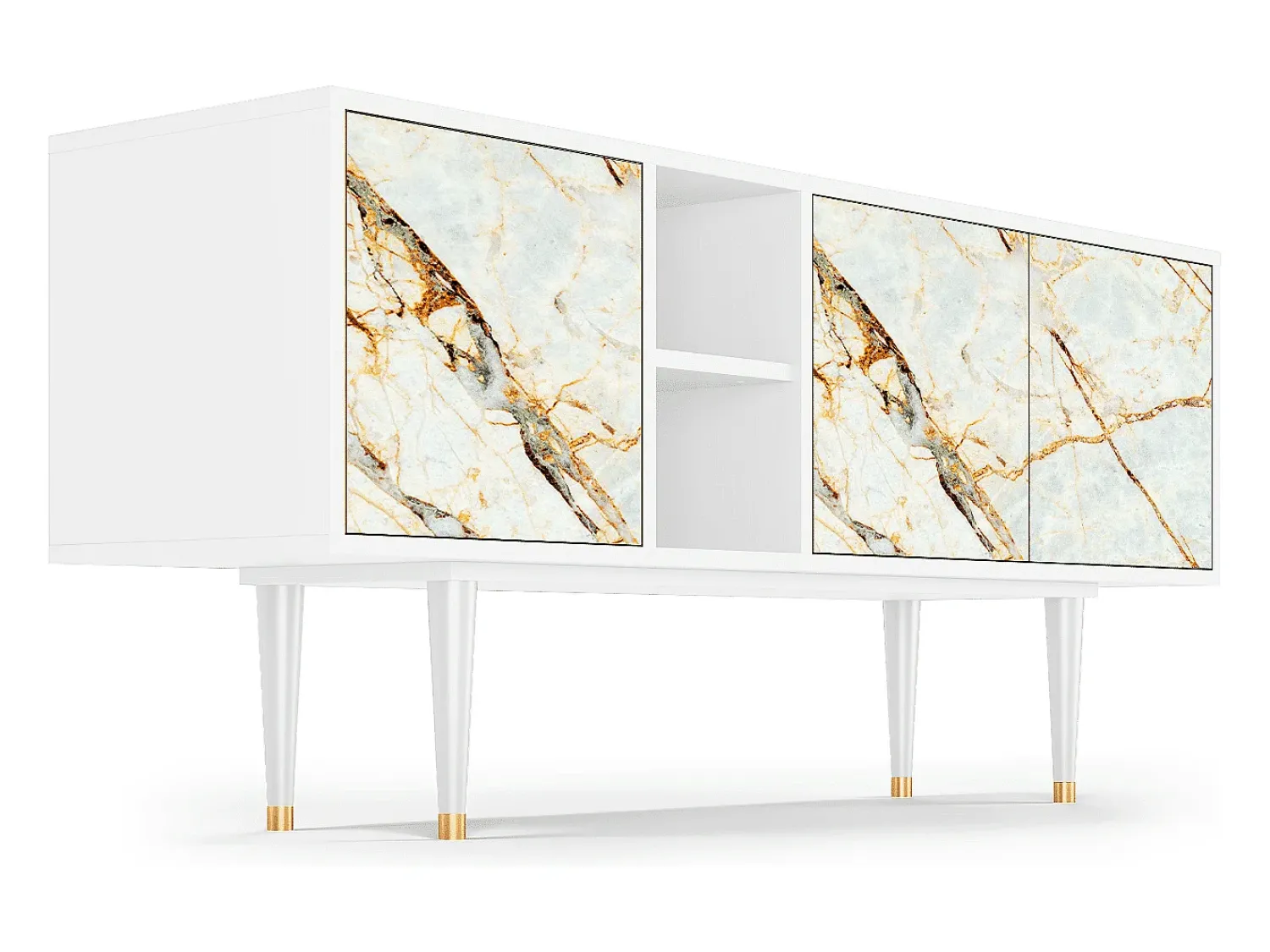 Mueble de TV - 150х69х41 cm - T5 - Areiay Marble, Branco^ Móvel De Tv