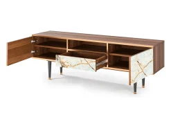 Móvel De Tv* Mueble de TV - 170х59х41 cm - T6 - Areiay Marble, Nogueira Castanho