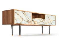 Móvel De Tv* Mueble de TV - 170х59х41 cm - T6 - Areiay Marble, Nogueira Castanho