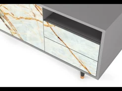 Móvel De Tv| Mueble de TV - 125х56х41 cm - T7 - Areiay Marble, Cinza Cinzento