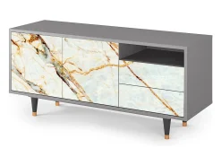 Móvel De Tv| Mueble de TV - 125х56х41 cm - T7 - Areiay Marble, Cinza Cinzento