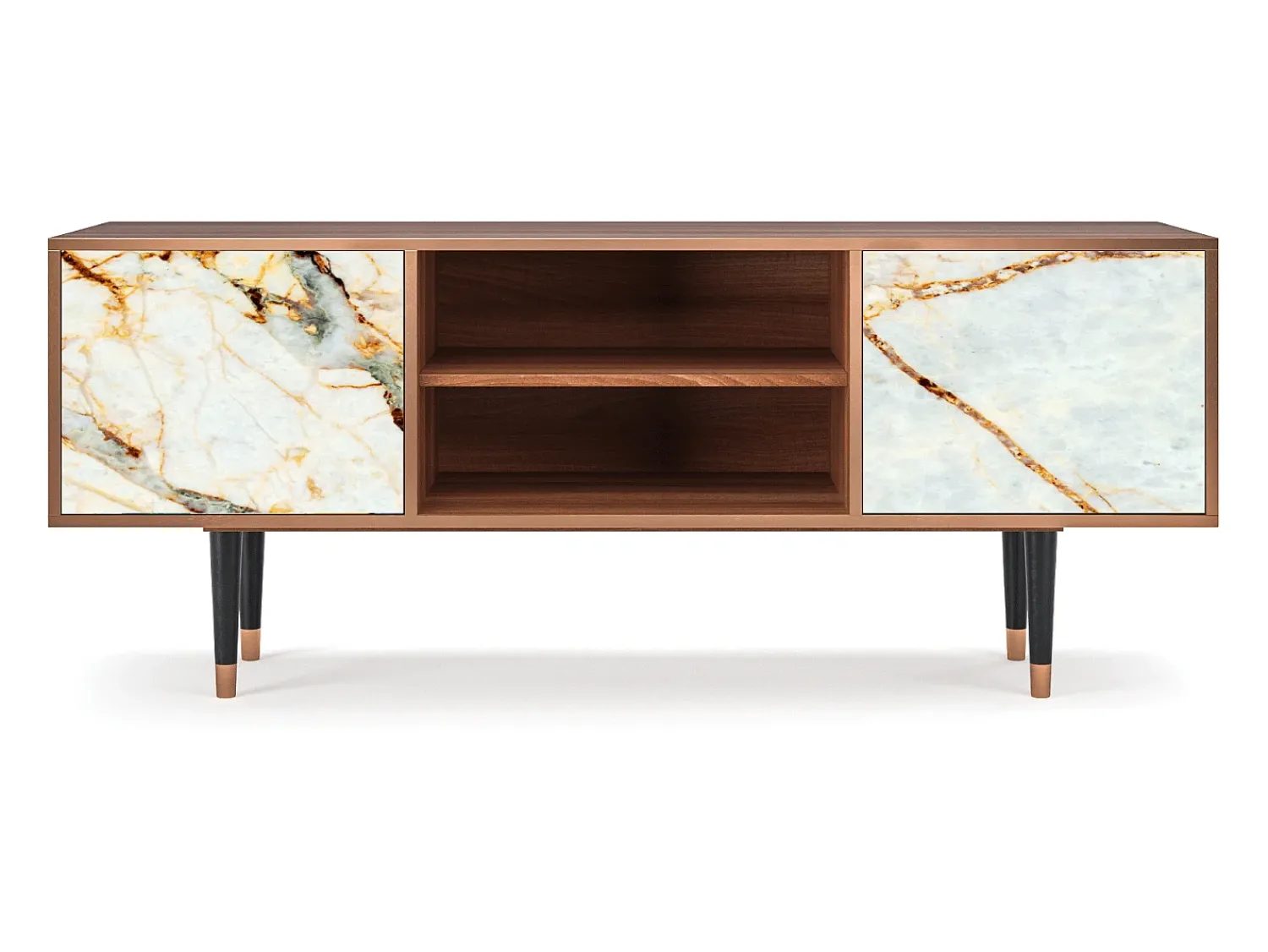 Móvel De Tv| Mueble de TV - 170х69х48 cm - T2 - Areiay Marble, Nogueira Castanho