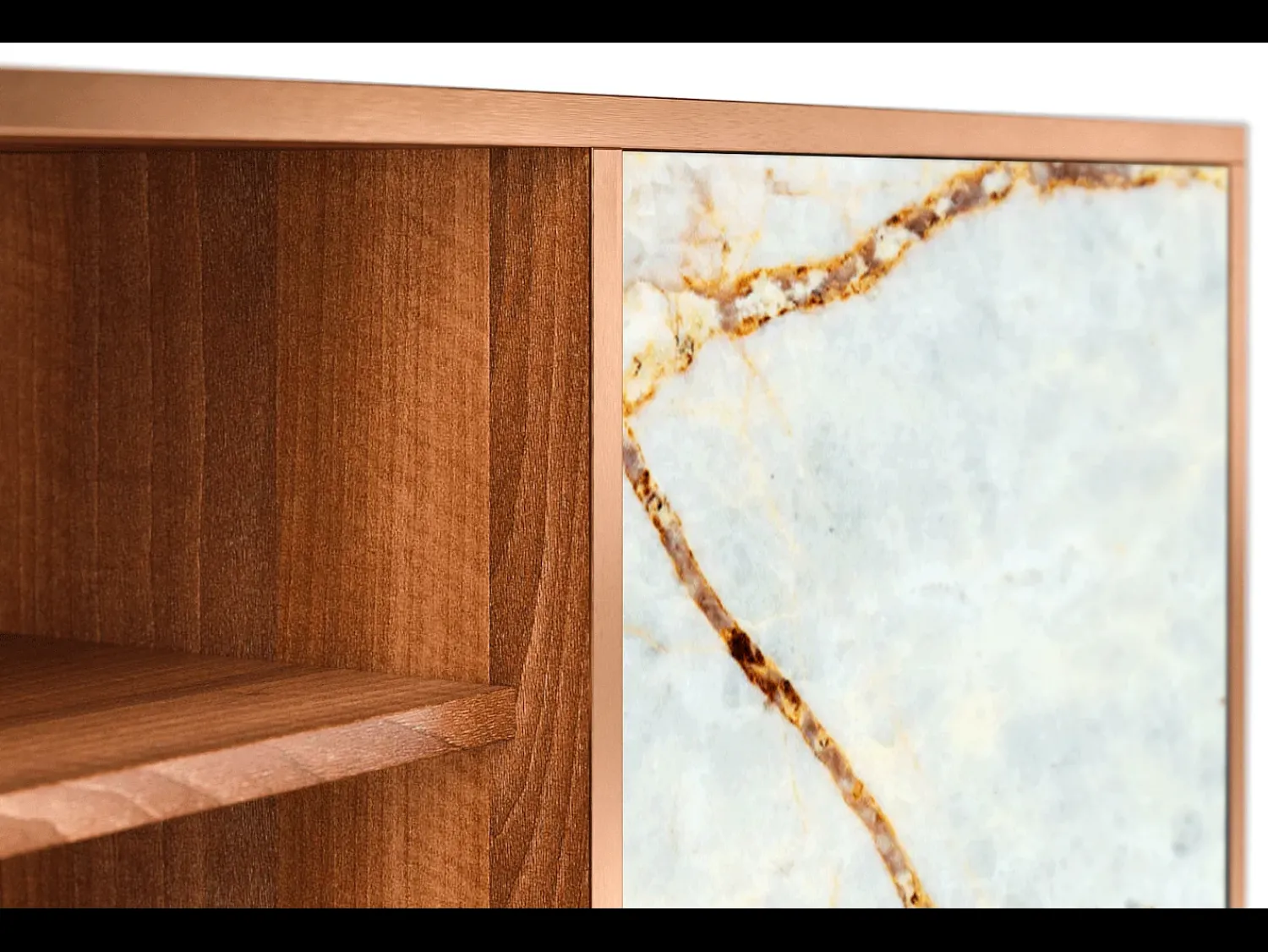 Móvel De Tv| Mueble de TV - 170х69х48 cm - T2 - Areiay Marble, Nogueira Castanho