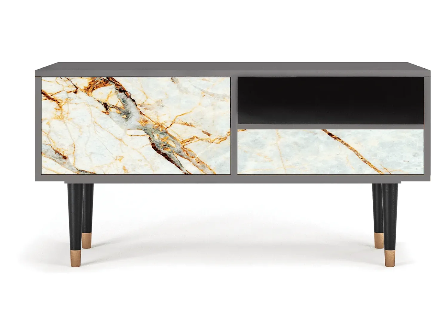 Móvel De Tv* Mueble de TV - 115х59х48 cm - T3 - Areiay Marble, Cinza Cinzento