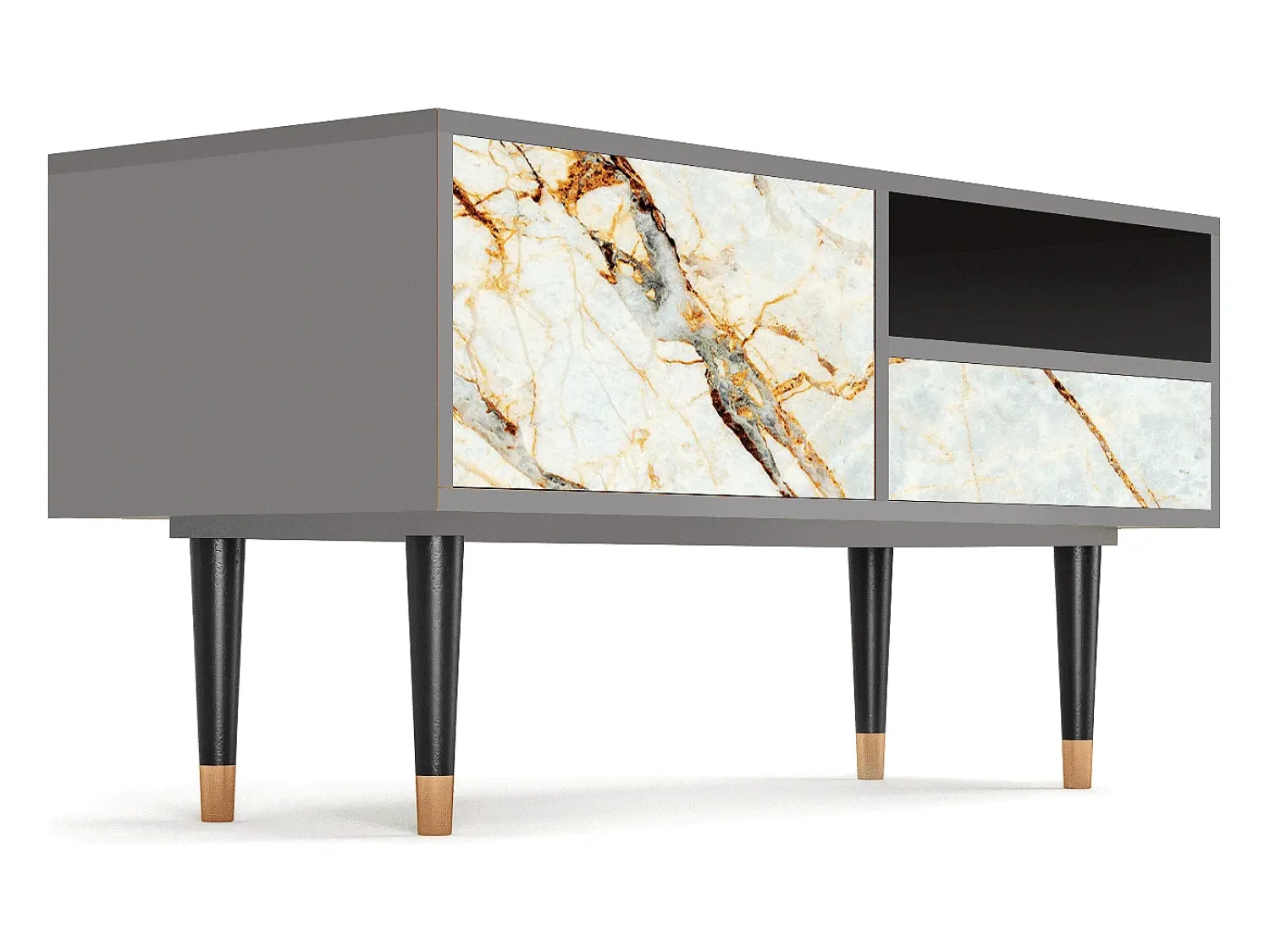 Móvel De Tv* Mueble de TV - 115х59х48 cm - T3 - Areiay Marble, Cinza Cinzento