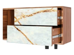 Móvel De Tv| Mueble de TV - 170х69х48 cm - T1 - Areiay Marble, Nogueira Castanho