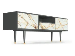 Móvel De Tv| Mueble de TV - 170х59х41 cm - T6 - Areiay Marble, Antracite Cinza antracite