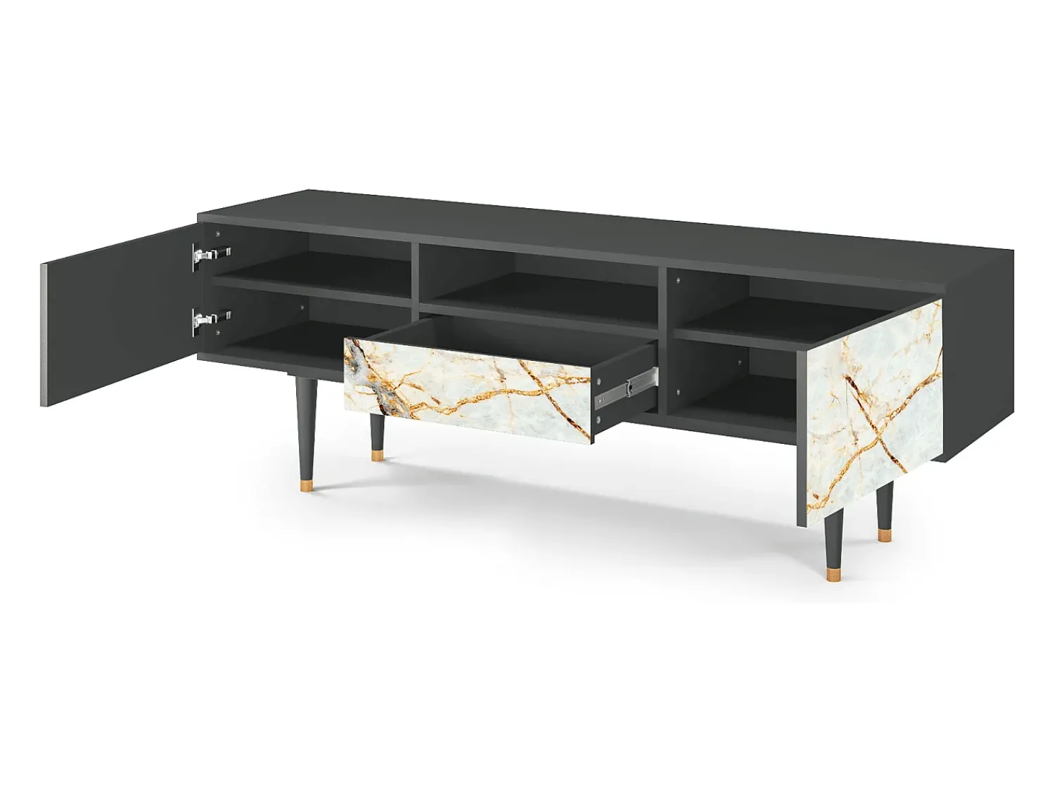 Móvel De Tv| Mueble de TV - 170х59х41 cm - T6 - Areiay Marble, Antracite Cinza antracite