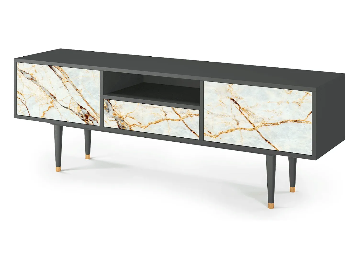 Móvel De Tv| Mueble de TV - 170х59х41 cm - T6 - Areiay Marble, Antracite Cinza antracite