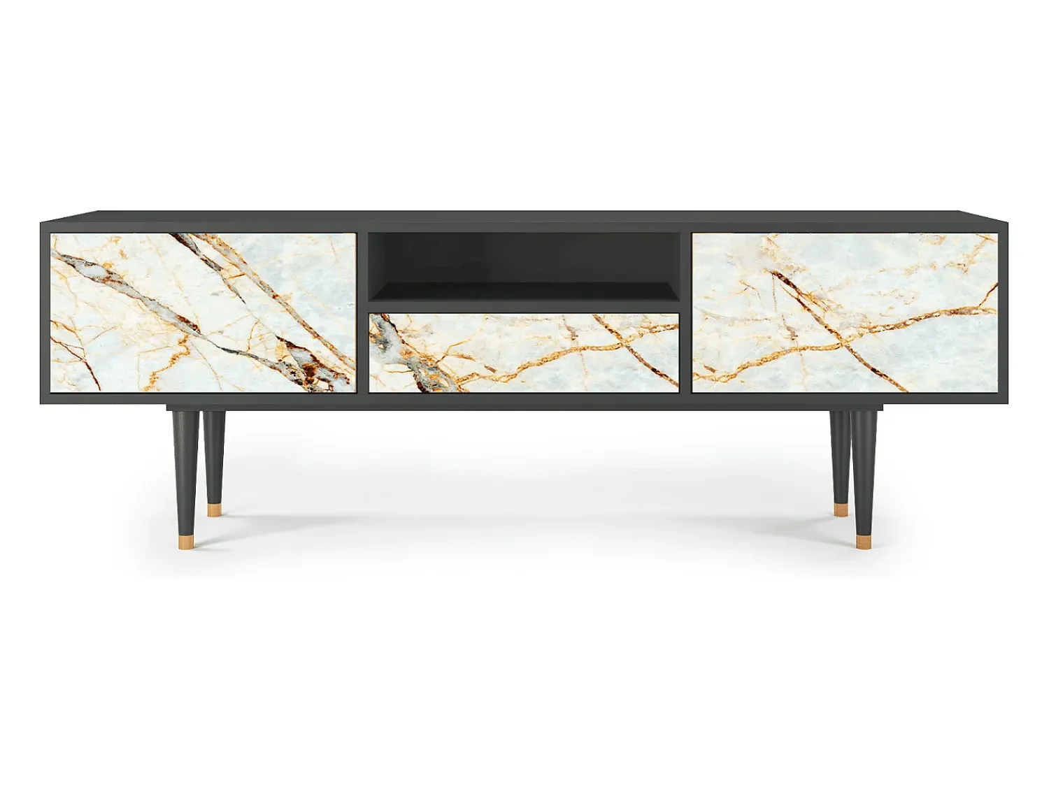 Móvel De Tv| Mueble de TV - 170х59х41 cm - T6 - Areiay Marble, Antracite Cinza antracite