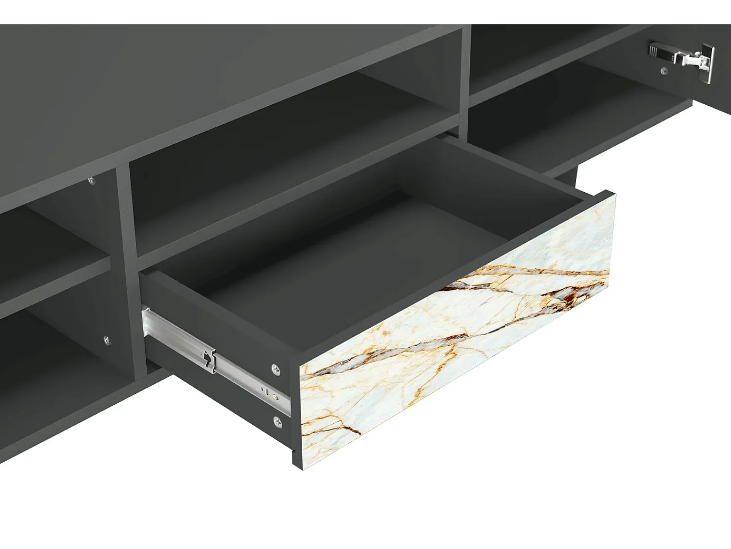Móvel De Tv| Mueble de TV - 170х59х41 cm - T6 - Areiay Marble, Antracite Cinza antracite