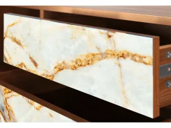 Móvel De Tv| Mueble de TV - 170х59х48 cm - T4 - Areiay Marble, Nogueira Castanho