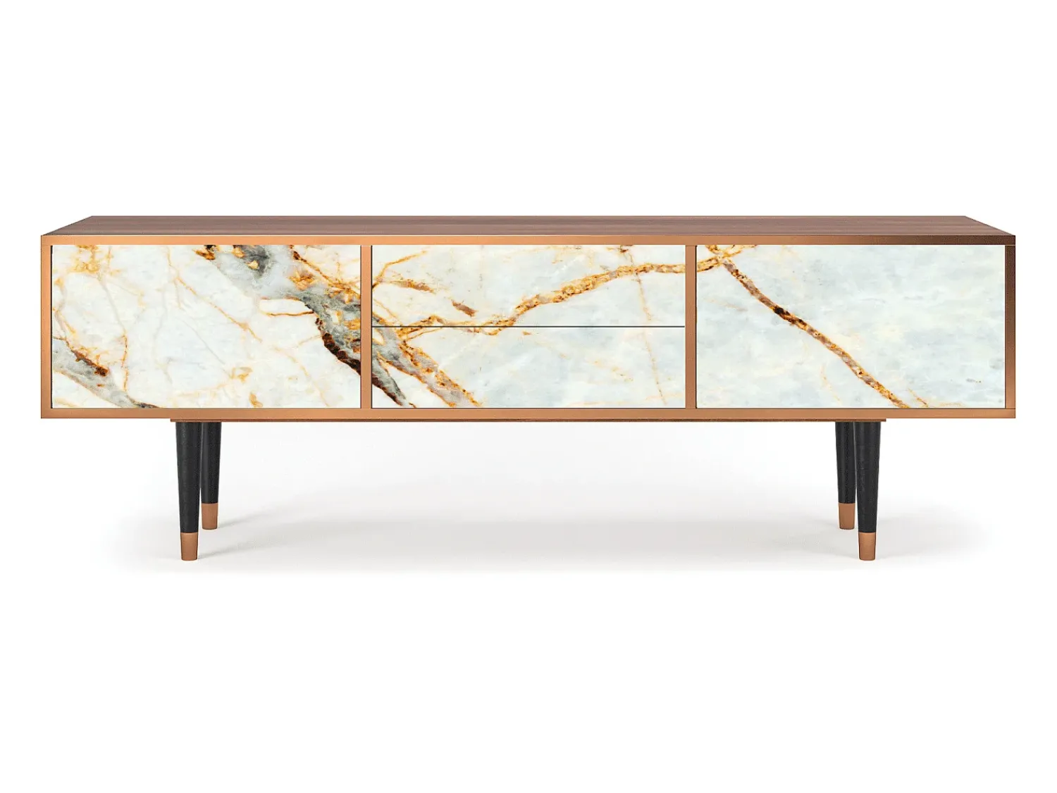 Móvel De Tv| Mueble de TV - 170х59х48 cm - T4 - Areiay Marble, Nogueira Castanho