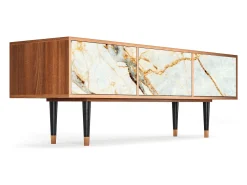 Móvel De Tv| Mueble de TV - 170х59х48 cm - T4 - Areiay Marble, Nogueira Castanho
