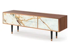 Móvel De Tv| Mueble de TV - 170х59х48 cm - T4 - Areiay Marble, Nogueira Castanho