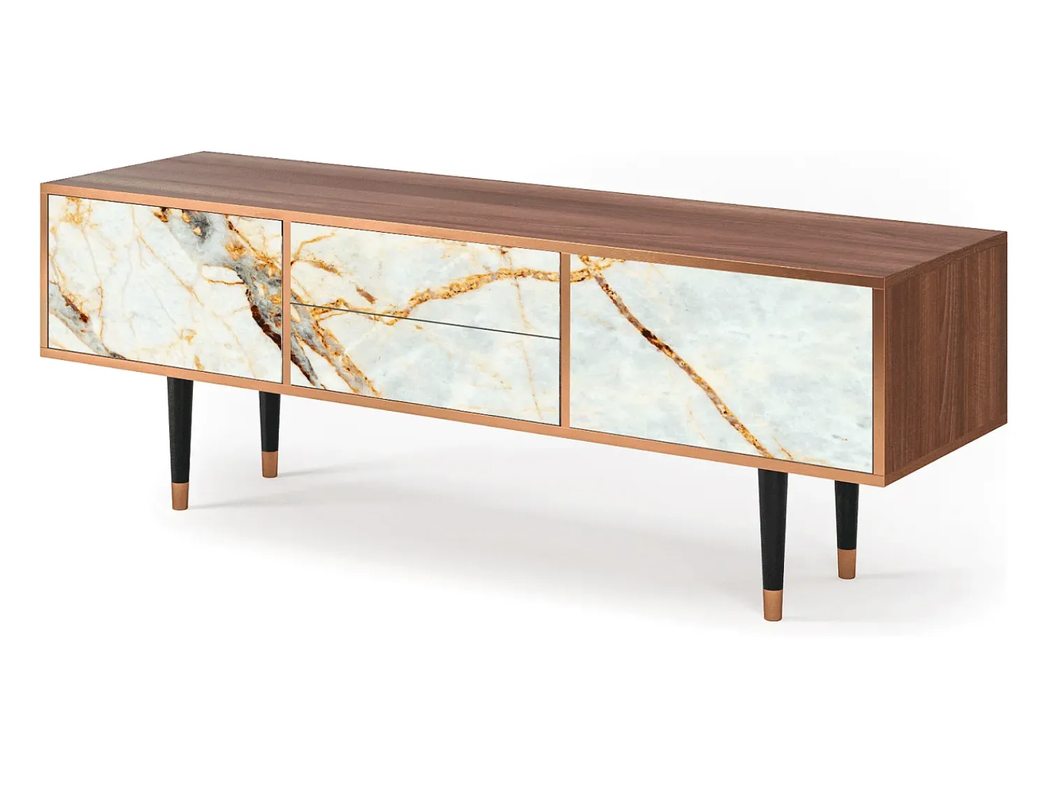 Móvel De Tv| Mueble de TV - 170х59х48 cm - T4 - Areiay Marble, Nogueira Castanho