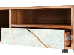 Móvel De Tv| Mueble de TV - 115х59х48 cm - T3 - Areiay Marble, Nogueira Castanho